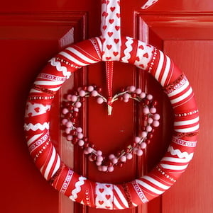 red and white Ribbon Wreath 