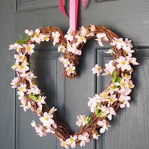 Floral Grapevine Heart Valentine Wreath