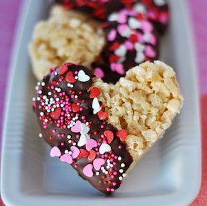 Chocolate Dipped Heart Shaped Rice Krispies