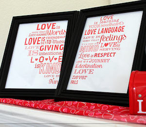 Heart Word Subway Art Printable Decoration for Valentine's Day
