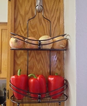 DIY shower caddy Produce Rack on the back of cabinet door