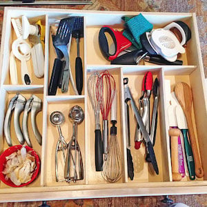 DIY Kitchen Drawer organization for Cooking Utensils