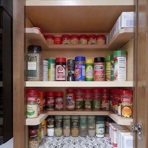 DIY Spice kitchen Shelf organization for cabinets
