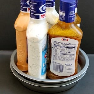 DIY Dollar Store Lazy Susan Tray for Salad Dressings