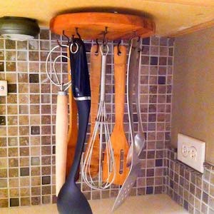 Mounted Lazy Susan Utensil Organizer Below Cabinet