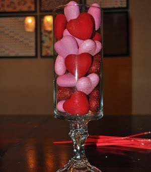 Easy Dollar Tree Hearts Filled Vase decoration for Valentine's Day