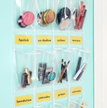 Over the Door Shoe Bathroom organization for Makeup