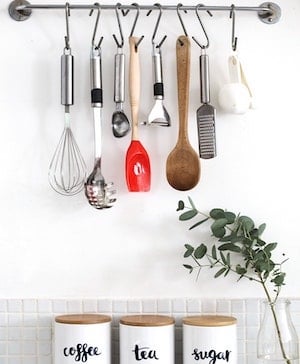 Hanging Utensils on Towel Rack