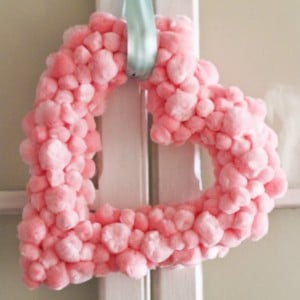 Heart Shaped Pom Pom valentine Wreath