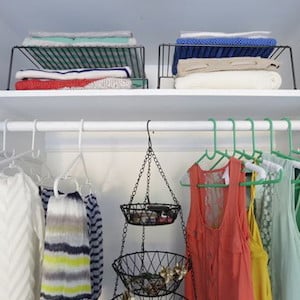 Tiered shelving closet organization idea