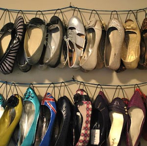 DIY Shoe Hanger Organization for walk in closet 