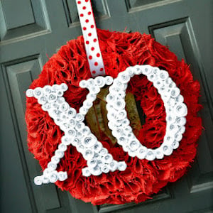 Valentine Wreath with Spiral Rose Letters 