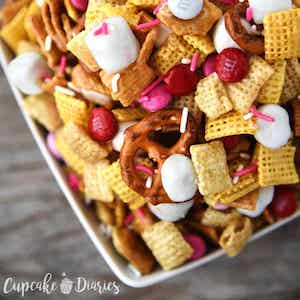 Valentine's Day Chex Mix party snack