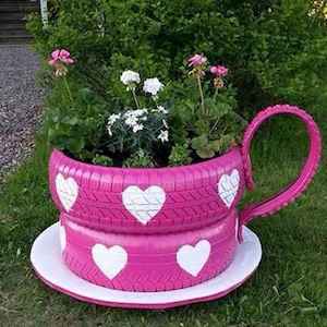 Tea Cup Tire Planter