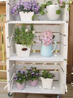 Crate Display filled with Flowers Garden Idea