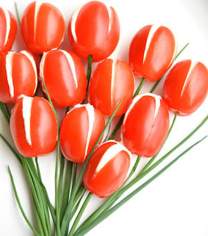 Cherry Tomato Tulips with Whipped Feta Filling