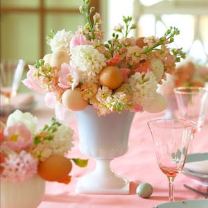 pastel Flowers and Easter eggs Centerpiece for the table