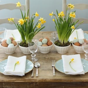 Yellow Daffodils and Eggs Centerpieces