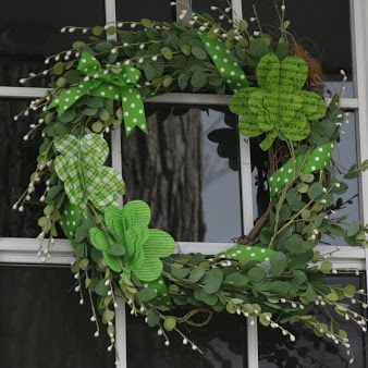 Fabric Shamrock grapevine Wreath with greenery