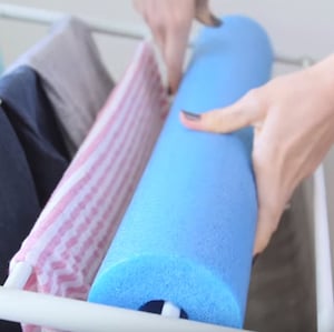Eliminate Creases from Drying Rack with Pool Noodle