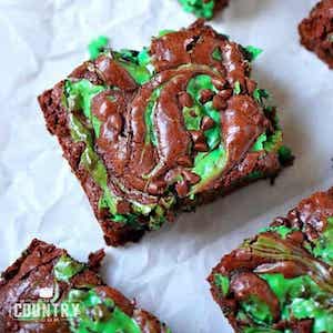 Mint Chocolate Chip Swirl Brownies