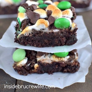 Mint S'more Brownies St Patrick's Day dessert