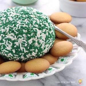 Minty Shamrock Dessert Cheese Ball with Green Sprinkles