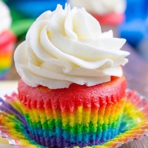 Rainbow Cupcakes with Vanilla Cloud Frosting