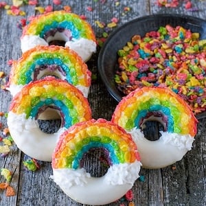 Rainbow Donuts St Patrick's Day dessert