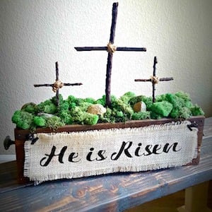 Easter Cross Christian planter box Centerpiece