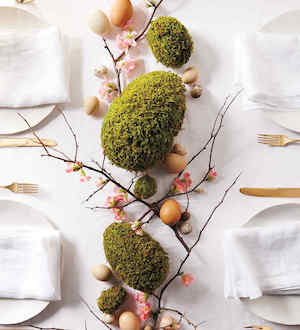 Mossy Eggs and sticks Easter Table Decor