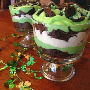 St Patrick's Day Brownie Trifle Dessert