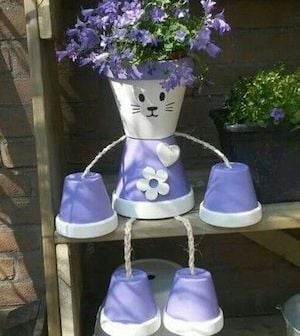 Cute Kitty Terra Cotta Flower Pot spring garden decor idea