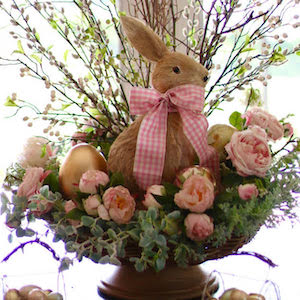 Spring Bunny Tablescape with flowers