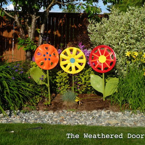 Hubcap Flower Art