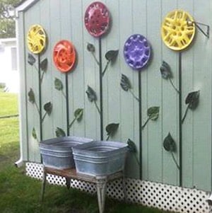 Hubcap Flowers garden Art