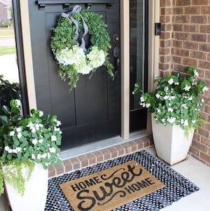 Black White and Green porch Decor