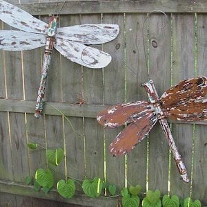 Table Leg Dragonflies on fence