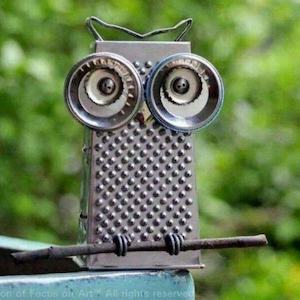 Cheese Grater Owl Garden Decor