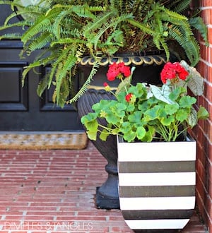 DIY Modern Black and White Striped Planters