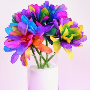 Vibrantly Colored Coffee Filter Flowers