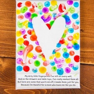 Heart Fingerprint Canvas Art for Mother's Day