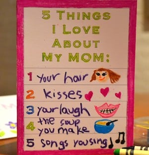 5 Things I Love About Mom Card mother’s day gift from kids