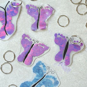 Shrinky Dink Footprint Keychains