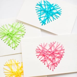 String Heart Yarn Cards