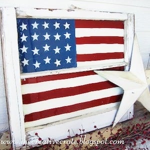 Painted Flag Glass Window 4th of july outdoor decoration