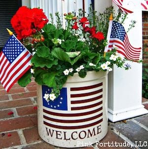 Patriotic crock Planter