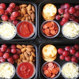DIY Pizza Lunchables with Almonds and Grapes kids lunch box