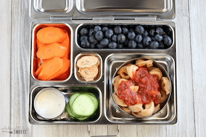 tortellini with veggies and fruit lunch box