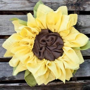 Burlap Yellow Flower Wreath